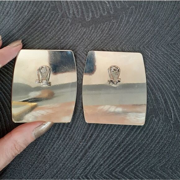 Zara Silvertone Oversized Geometric Statement Earrings - Picture 14 of 15